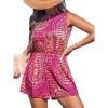 imageCUPSHE Womens Romper Boho Mock Neck Sleeveless Waist Tie Straight leg Outfit Casual DressyPink