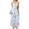 imageCUPSHE Womens Romper Floral Print Spaghetti Strap V Neck Sleeveless Jumpsuit Casual VacationBlue