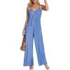 imageCUPSHE Womens Sleeveless Spaghetti Straps Jumpsuit Pleated Long Pants Dressy Vacation OutfitsBlue