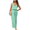 imageCUPSHE Womens Sleeveless V Neck Sleeveless Waist Tie Wide Leg Jumpsuit Beach Vacation OutfitsGreen