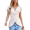 imageCUPSHE Womens Summer Short Sleeve Batwing Sleeve Back Tie Twisted Tops Blouse ShirtWhite