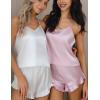 imageCUPSHE Silk Lingerie for Women Sexy Sleepwear 2 Piece Satin Pajama Shorts Set Sexy PJ SetA1pink
