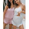 imageCUPSHE Silk Lingerie for Women Sexy Sleepwear 2 Piece Satin Pajama Shorts Set Sexy PJ SetA1pink