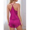 imageCUPSHE Silk Lingerie for Women Sexy Sleepwear 2 Piece Satin Pajama Shorts Set Sexy PJ SetA1raspberry