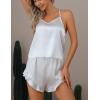 imageCUPSHE Silk Lingerie for Women Sexy Sleepwear 2 Piece Satin Pajama Shorts Set Sexy PJ SetA1white