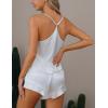 imageCUPSHE Silk Lingerie for Women Sexy Sleepwear 2 Piece Satin Pajama Shorts Set Sexy PJ SetA1white