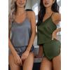 imageCUPSHE Silk Lingerie for Women Sexy Sleepwear 2 Piece Satin Pajama Shorts Set Sexy PJ SetArmy Green