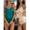 imageCUPSHE Silk Lingerie for Women Sexy Sleepwear 2 Piece Satin Pajama Shorts Set Sexy PJ SetBlue Green