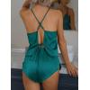 imageCUPSHE Silk Lingerie for Women Sexy Sleepwear 2 Piece Satin Pajama Shorts Set Sexy PJ SetBlue Green