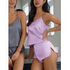 imageCUPSHE Silk Lingerie for Women Sexy Sleepwear 2 Piece Satin Pajama Shorts Set Sexy PJ SetPurple