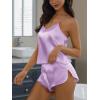 imageCUPSHE Silk Lingerie for Women Sexy Sleepwear 2 Piece Satin Pajama Shorts Set Sexy PJ SetPurple