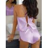 imageCUPSHE Silk Lingerie for Women Sexy Sleepwear 2 Piece Satin Pajama Shorts Set Sexy PJ SetPurple