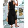 imageCUPSHE Women Knit Summer Dress Cover Up Crew Neck Elastic Waist Side Slit Midi Casual Sundress Beach Cover Up DressesBlack