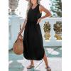 imageCUPSHE Women Knit Summer Dress Cover Up Crew Neck Elastic Waist Side Slit Midi Casual Sundress Beach Cover Up DressesBlack