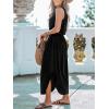 imageCUPSHE Women Knit Summer Dress Cover Up Crew Neck Elastic Waist Side Slit Midi Casual Sundress Beach Cover Up DressesBlack