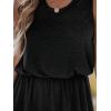 imageCUPSHE Women Knit Summer Dress Cover Up Crew Neck Elastic Waist Side Slit Midi Casual Sundress Beach Cover Up DressesBlack