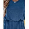 imageCUPSHE Women Knit Summer Dress Cover Up Crew Neck Elastic Waist Side Slit Midi Casual Sundress Beach Cover Up DressesBlue