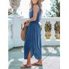 imageCUPSHE Women Knit Summer Dress Cover Up Crew Neck Elastic Waist Side Slit Midi Casual Sundress Beach Cover Up DressesBlue