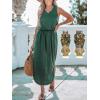 imageCUPSHE Women Knit Summer Dress Cover Up Crew Neck Elastic Waist Side Slit Midi Casual Sundress Beach Cover Up DressesGreen