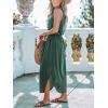 imageCUPSHE Women Knit Summer Dress Cover Up Crew Neck Elastic Waist Side Slit Midi Casual Sundress Beach Cover Up DressesGreen