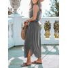 imageCUPSHE Women Knit Summer Dress Cover Up Crew Neck Elastic Waist Side Slit Midi Casual Sundress Beach Cover Up DressesGrey