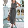 imageCUPSHE Women Knit Summer Dress Cover Up Crew Neck Elastic Waist Side Slit Midi Casual Sundress Beach Cover Up DressesGrey