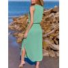imageCUPSHE Women Knit Summer Dress Cover Up Crew Neck Elastic Waist Side Slit Midi Casual Sundress Beach Cover Up DressesLight Green