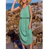 imageCUPSHE Women Knit Summer Dress Cover Up Crew Neck Elastic Waist Side Slit Midi Casual Sundress Beach Cover Up DressesLight Green
