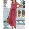 imageCUPSHE Women Knit Summer Dress Cover Up Crew Neck Elastic Waist Side Slit Midi Casual Sundress Beach Cover Up DressesRose Pink