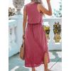 imageCUPSHE Women Knit Summer Dress Cover Up Crew Neck Elastic Waist Side Slit Midi Casual Sundress Beach Cover Up DressesRose Pink