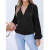 imageCUPSHE Women Long Lantern Sleeve Shirts Tops Dressy Casual Loose Fit V Neck BlousesBlack