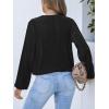 imageCUPSHE Women Long Lantern Sleeve Shirts Tops Dressy Casual Loose Fit V Neck BlousesBlack
