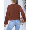 imageCUPSHE Women Long Lantern Sleeve Shirts Tops Dressy Casual Loose Fit V Neck BlousesBrown