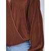 imageCUPSHE Women Long Lantern Sleeve Shirts Tops Dressy Casual Loose Fit V Neck BlousesBrown