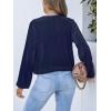 imageCUPSHE Women Long Lantern Sleeve Shirts Tops Dressy Casual Loose Fit V Neck BlousesDark Blue