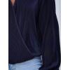 imageCUPSHE Women Long Lantern Sleeve Shirts Tops Dressy Casual Loose Fit V Neck BlousesDark Blue
