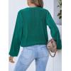 imageCUPSHE Women Long Lantern Sleeve Shirts Tops Dressy Casual Loose Fit V Neck BlousesDark Green