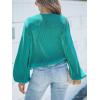 imageCUPSHE Women Long Lantern Sleeve Shirts Tops Dressy Casual Loose Fit V Neck BlousesGreen
