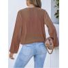 imageCUPSHE Women Long Lantern Sleeve Shirts Tops Dressy Casual Loose Fit V Neck BlousesLight Brown