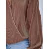 imageCUPSHE Women Long Lantern Sleeve Shirts Tops Dressy Casual Loose Fit V Neck BlousesLight Brown