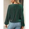 imageCUPSHE Women Long Lantern Sleeve Shirts Tops Dressy Casual Loose Fit V Neck BlousesMalachite Green