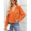 imageCUPSHE Women Long Lantern Sleeve Shirts Tops Dressy Casual Loose Fit V Neck BlousesOrange