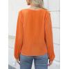 imageCUPSHE Women Long Lantern Sleeve Shirts Tops Dressy Casual Loose Fit V Neck BlousesOrange