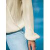 imageCUPSHE Women Long Lantern Sleeve Shirts Tops Dressy Casual Loose Fit V Neck BlousesWhite