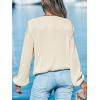 imageCUPSHE Women Long Lantern Sleeve Shirts Tops Dressy Casual Loose Fit V Neck BlousesWhite