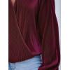 imageCUPSHE Women Long Lantern Sleeve Shirts Tops Dressy Casual Loose Fit V Neck BlousesWine