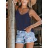 imageCUPSHE Women Loose Fit Casual Flowy Tank Tops Cami V Neck Sleeveless TshirtsBlue