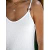 imageCUPSHE Women Loose Fit Casual Flowy Tank Tops Cami V Neck Sleeveless TshirtsWhite
