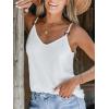 imageCUPSHE Women Loose Fit Casual Flowy Tank Tops Cami V Neck Sleeveless TshirtsWhite