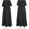 imageCUPSHE Women Ruffle Floral Maxi Summer Dress Off Shoulder Short Sleeve Backless Flounce Bodice Slit Hem Beach DressesBlack